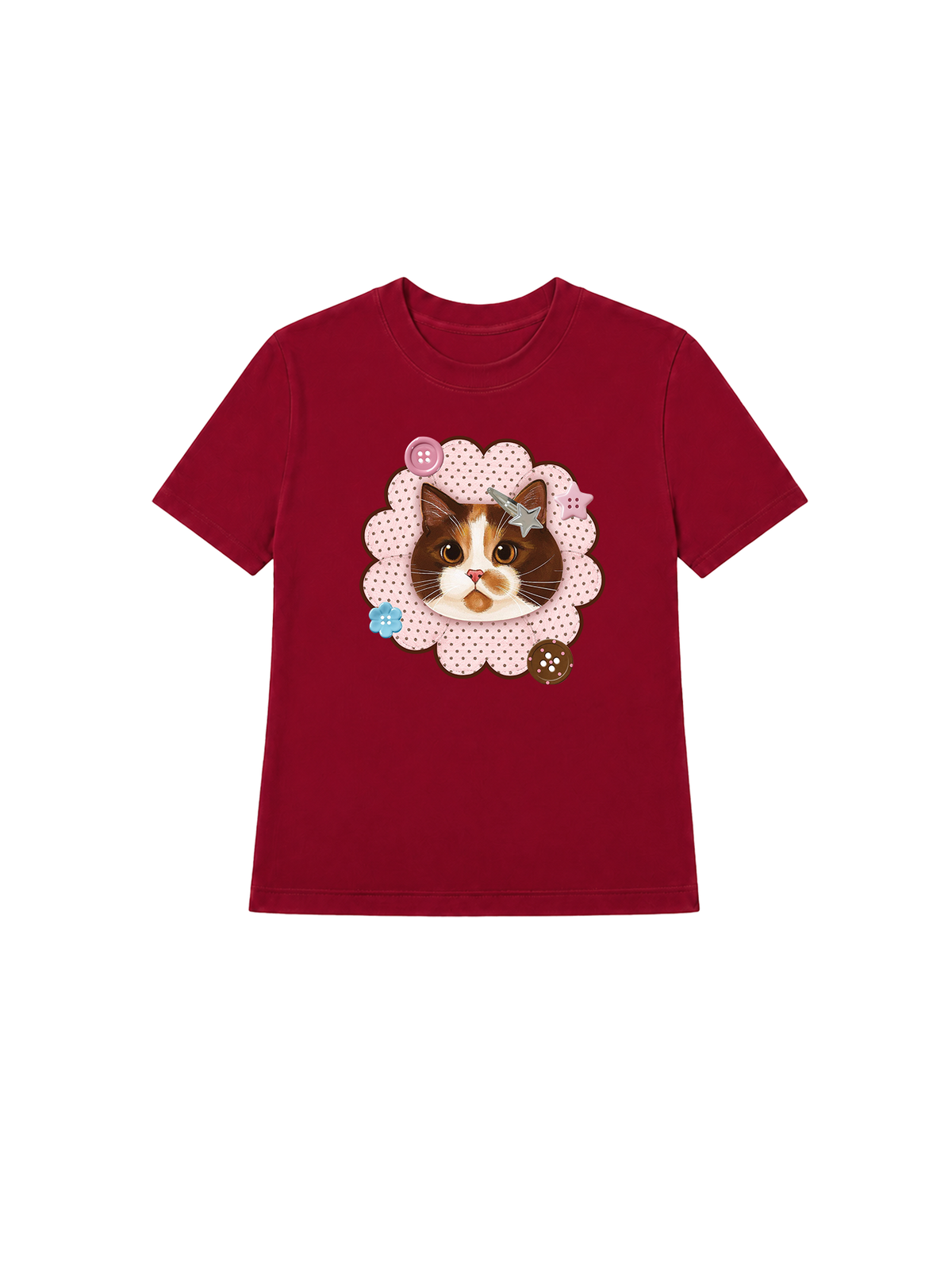 Áo Thun Nữ  Cute Pink Flower Cat