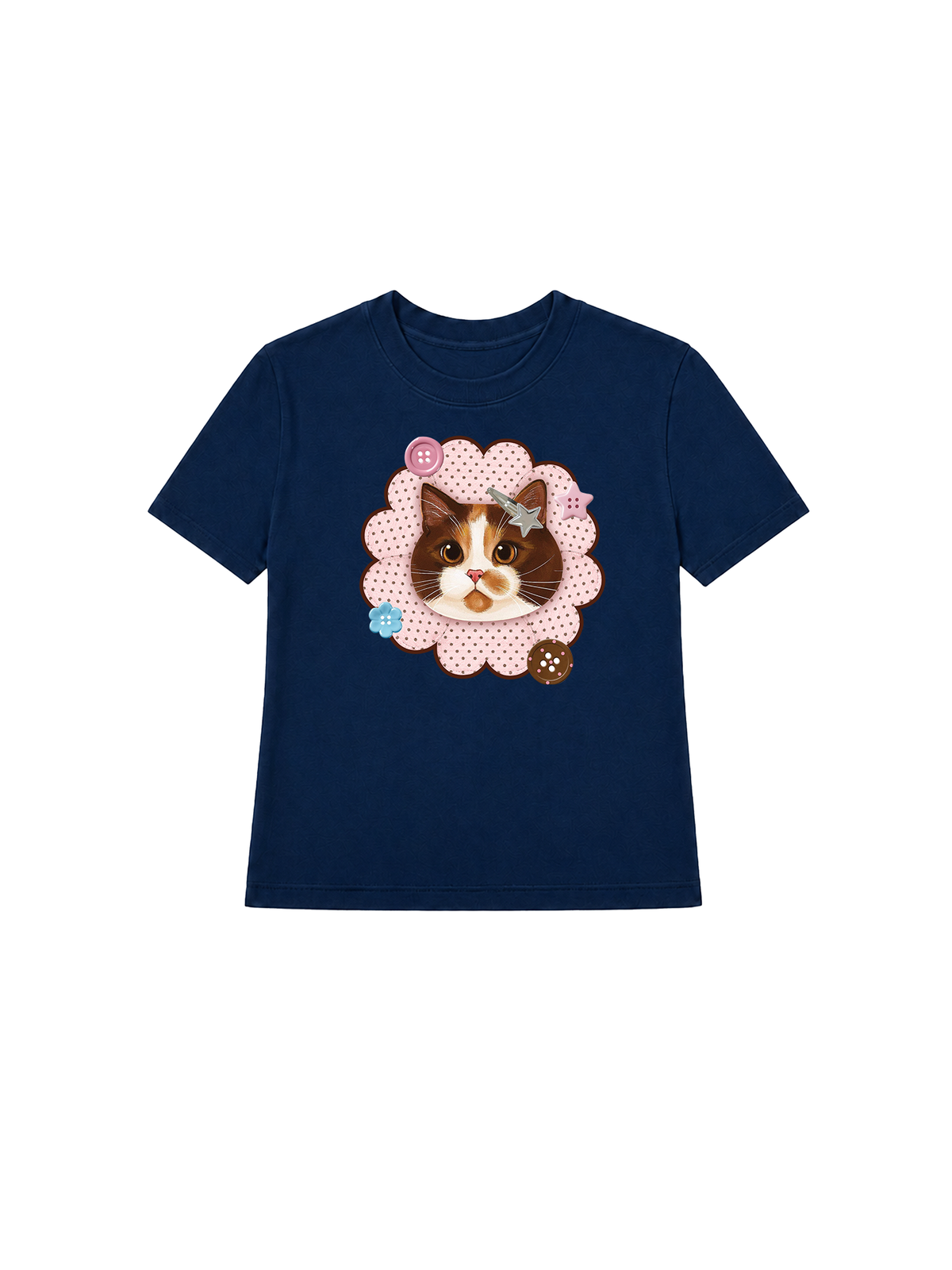 Áo Thun Nữ  Cute Pink Flower Cat