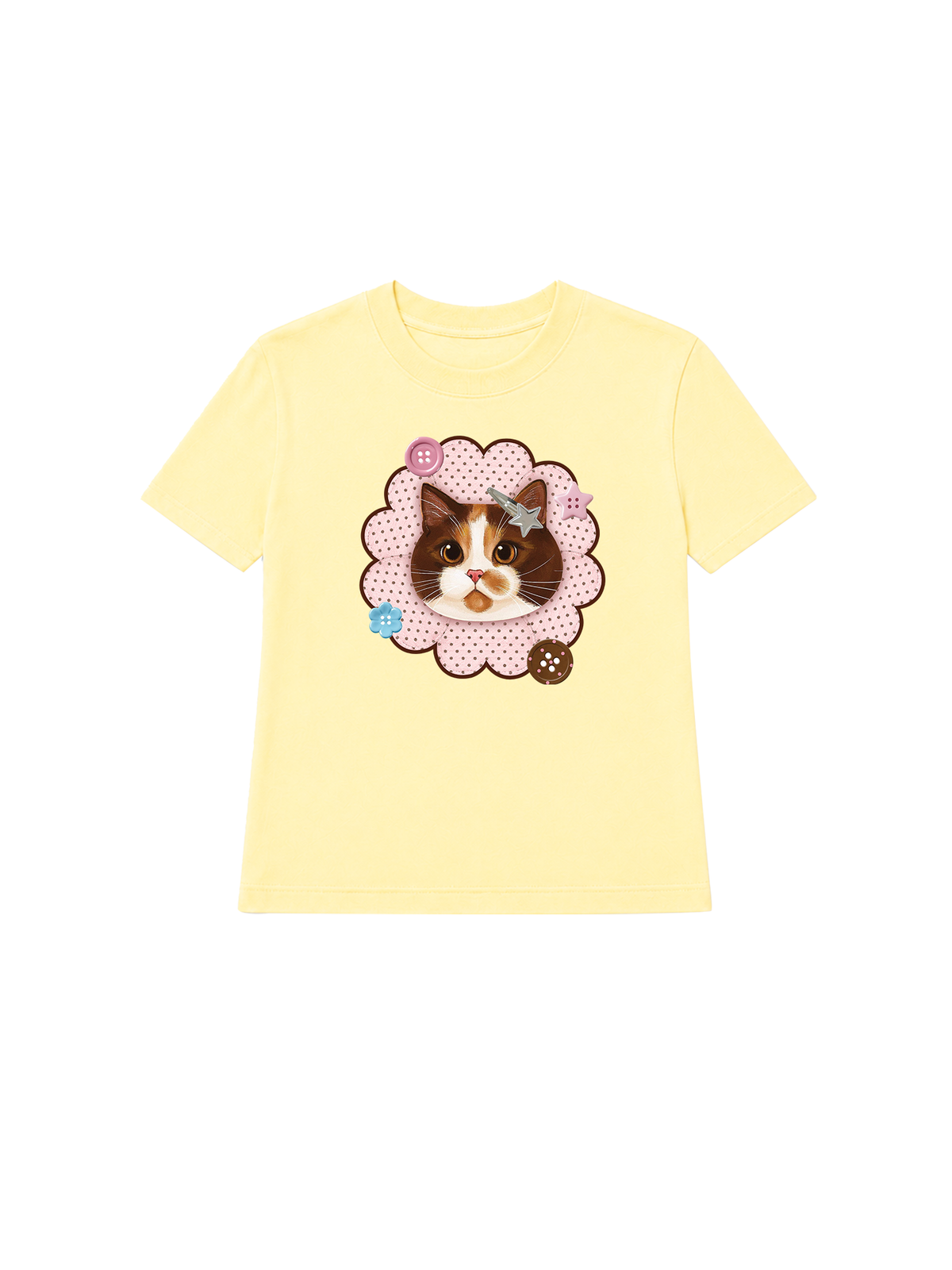 Áo Thun Nữ  Cute Pink Flower Cat